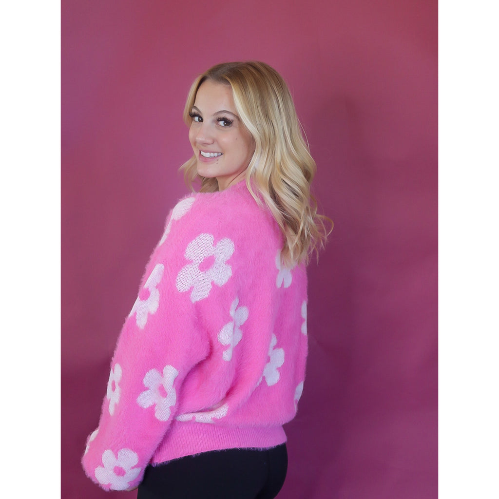 Pink daisy champion clearance sweatshirt